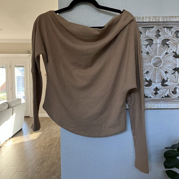 We The Free Tops - FREE PEOPLE Fuji Thermal Knit Asymmetric One Shoulder Long Sleeve Top Medium